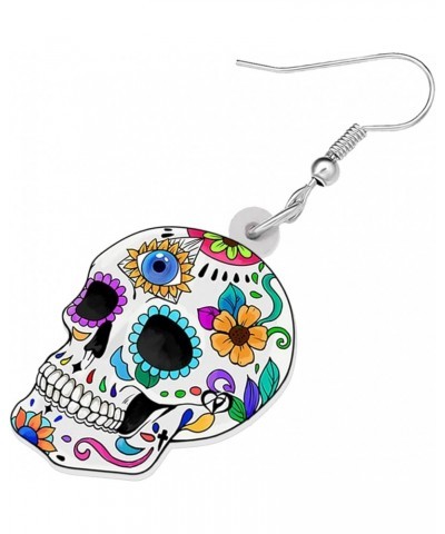 Cute Halloween Sugar Skull Earrings Dangle Acrylic Day of the Dead Decor Gifts for Women Girls Festival Charms Sugar Skull B ...