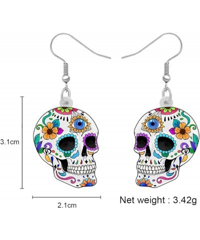 Cute Halloween Sugar Skull Earrings Dangle Acrylic Day of the Dead Decor Gifts for Women Girls Festival Charms Sugar Skull B ...