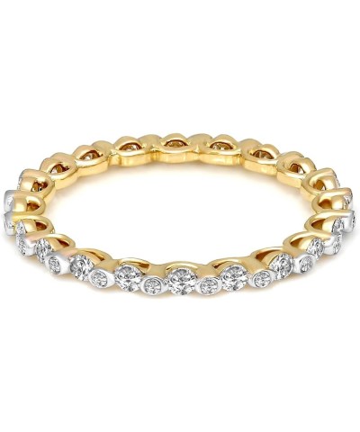 5/8 Carat | 14K White & Yellow Gold | IGI Certified Brilliant-Cut Lab Grown Tiny Bezel Eternity Diamond Ring | G-H-I-SI1-SI2-...