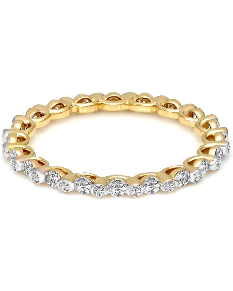 5/8 Carat | 14K White & Yellow Gold | IGI Certified Brilliant-Cut Lab Grown Tiny Bezel Eternity Diamond Ring | G-H-I-SI1-SI2-...