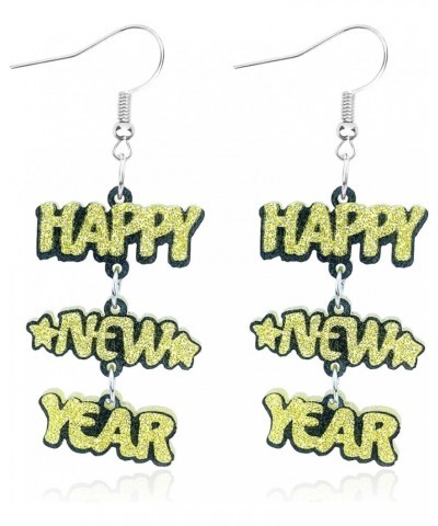 Happy New Year Earring for Women Glitter Christmas Dangle Earrings Sparkly Holiday New Year's Eve Earrings Festive Party Jewe...