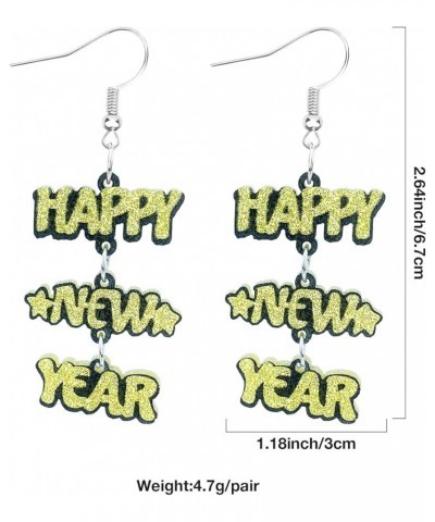 Happy New Year Earring for Women Glitter Christmas Dangle Earrings Sparkly Holiday New Year's Eve Earrings Festive Party Jewe...