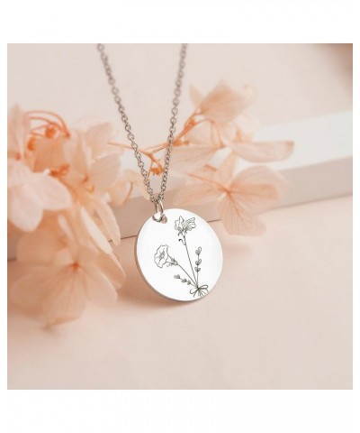 Build Your Own Bouquet Birth Month Flowers Necklace, Personalized Engraved Floral Coin Necklace, Customized Birthday Gifts Lo...