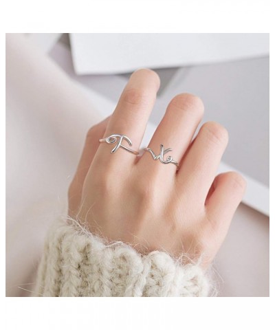 Personalized 925 Sterling Silver Initial Letter Ring A-Z Stackable Ring Adjustable Size 6-11(with Gift Box) Initial Ring x $1...