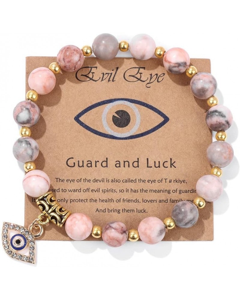 Pink Evil Eye Bracelets for Women Girls Inspirational Bracelets for Friends Lovers Families Mal De Ojo Protection Bracelet Na...