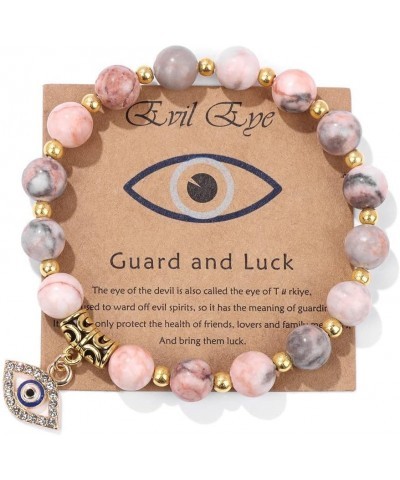 Pink Evil Eye Bracelets for Women Girls Inspirational Bracelets for Friends Lovers Families Mal De Ojo Protection Bracelet Na...