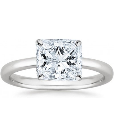 14K White Gold 1/2 Carat Lab Grown Solitaire Princess Cut IGI CERTIFIED Diamond Engagement Ring (0.5 Ct,H-I Color VS1-VS2 Cla...