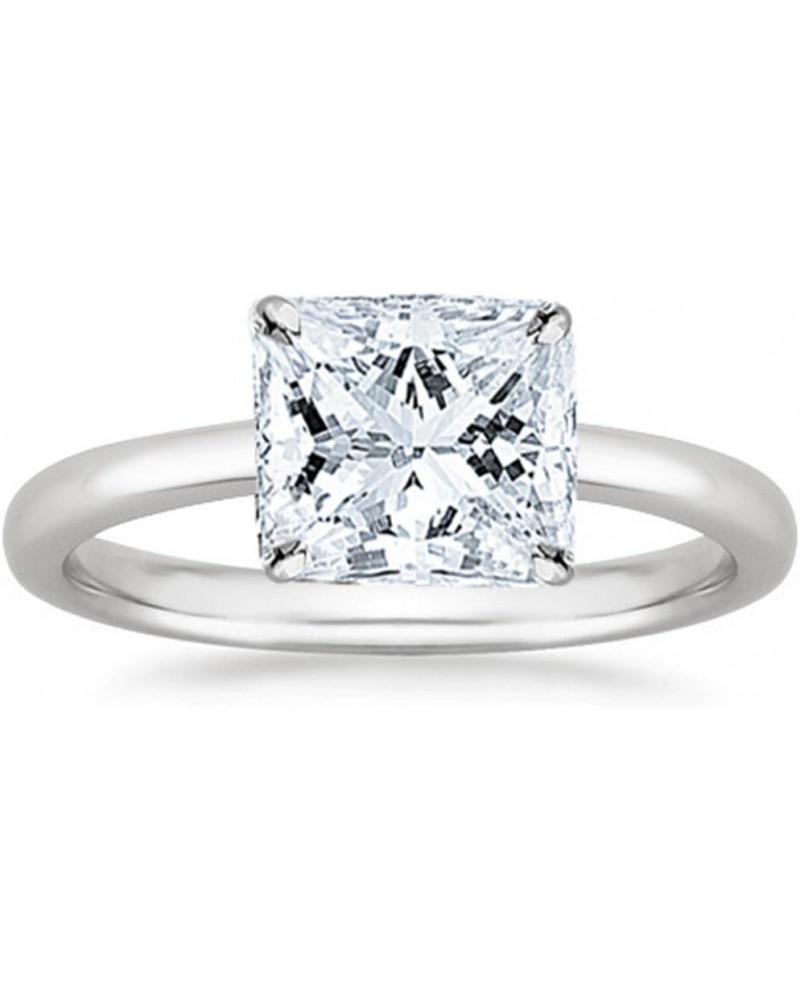 14K White Gold 1/2 Carat Lab Grown Solitaire Princess Cut IGI CERTIFIED Diamond Engagement Ring (0.5 Ct,H-I Color VS1-VS2 Cla...