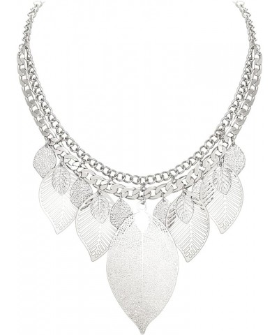 Bridal Statement Necklace for Women, Choker Collar Chunky Leaf Boho Bib Costume Necklace Jewelry Silver-Tone $10.34 Necklaces