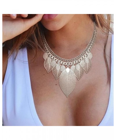 Bridal Statement Necklace for Women, Choker Collar Chunky Leaf Boho Bib Costume Necklace Jewelry Silver-Tone $10.34 Necklaces