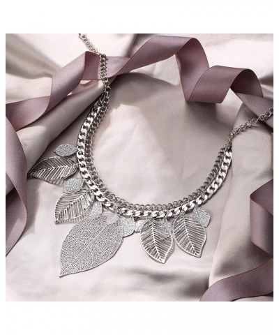 Bridal Statement Necklace for Women, Choker Collar Chunky Leaf Boho Bib Costume Necklace Jewelry Silver-Tone $10.34 Necklaces