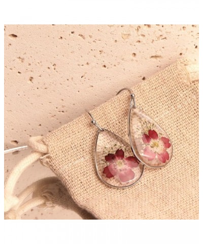 JeanBeau Handmade Pressed Flower Earrings for Women Teen Girls – Unique Resin Dried Flowers Sterling Silver Teardrop Dangle D...