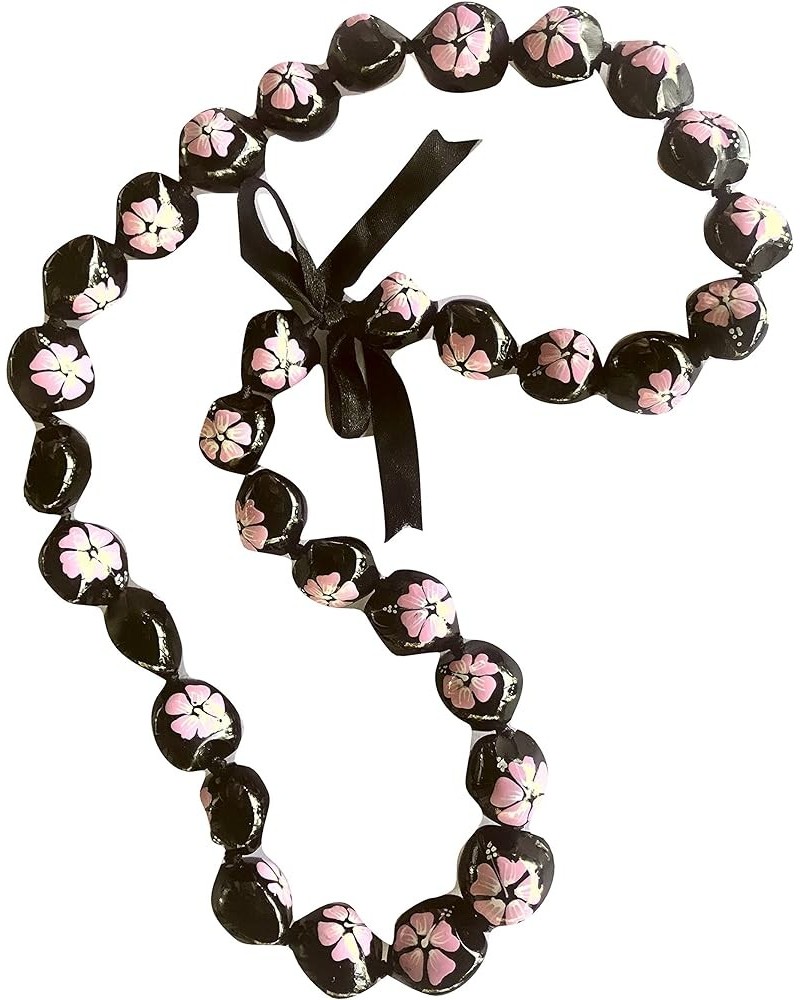 Kukui Nut Lei Necklace Pink Hibiscus 32.0 Inches $9.53 Necklaces