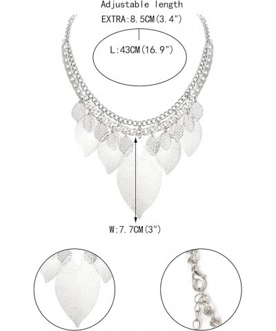 Bridal Statement Necklace for Women, Choker Collar Chunky Leaf Boho Bib Costume Necklace Jewelry Silver-Tone $10.34 Necklaces