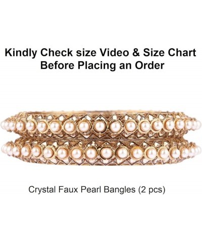 Beaded Bangles Faux Pearl Antique Boho Kundan Bangle Crystal Bracelet Bridal Wedding Party Statement Jewelry for Women (2 Pcs...