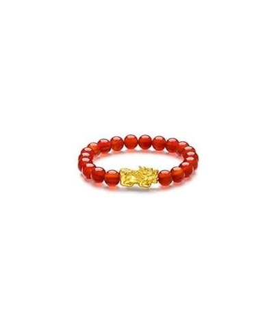 24K Solid Gold Bracelet for Women, Real Pure Gold Jewelry Agate Beaded Pixiu Bracelet for Men Teen Girls 5D Gold Pixiu 7.9 In...