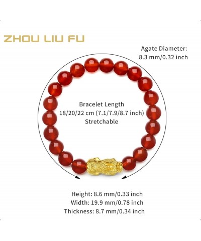 24K Solid Gold Bracelet for Women, Real Pure Gold Jewelry Agate Beaded Pixiu Bracelet for Men Teen Girls 5D Gold Pixiu 7.9 In...