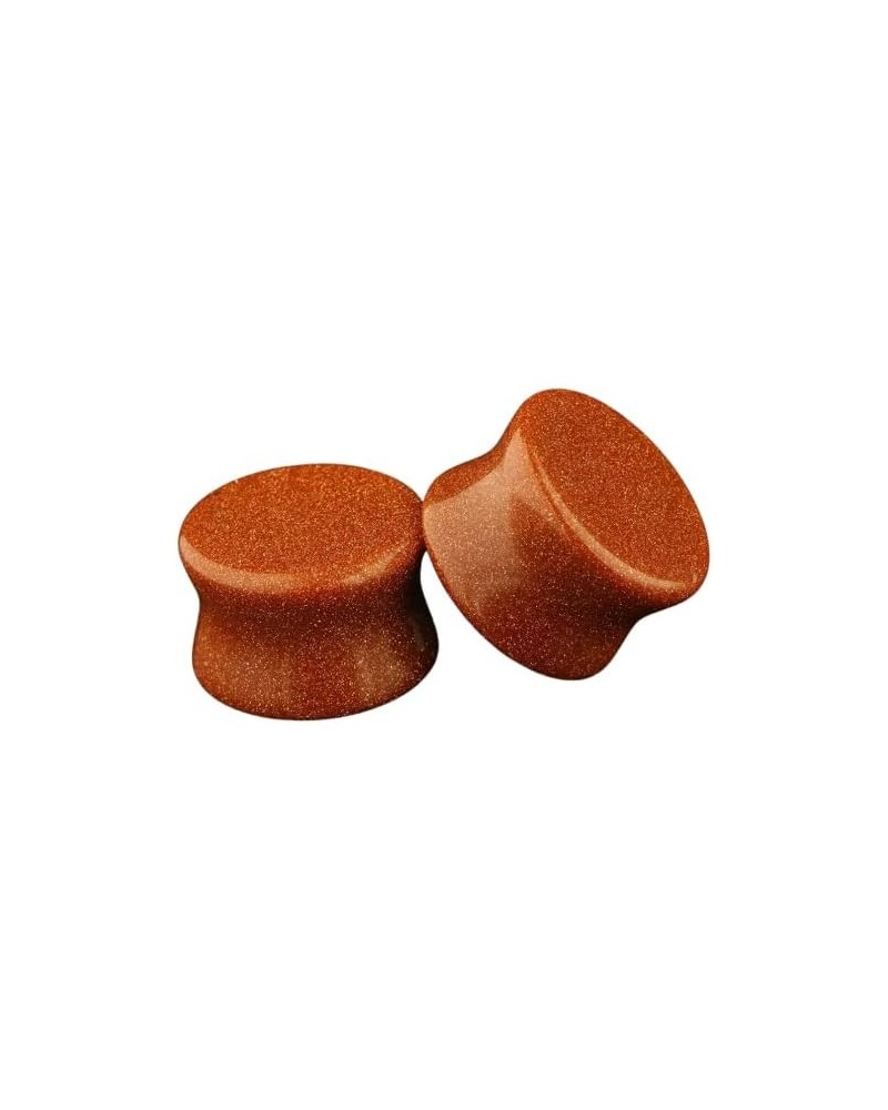 Goldstone Ear Gauges - Pair of Double Flared Plugs - 6 Size Options 00 Gauge (10mm) $8.67 Body Jewelry