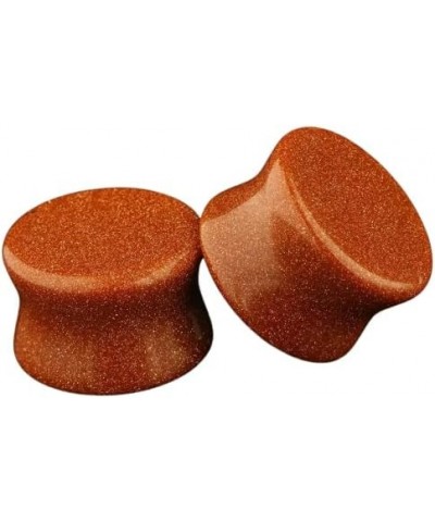 Goldstone Ear Gauges - Pair of Double Flared Plugs - 6 Size Options 00 Gauge (10mm) $8.67 Body Jewelry