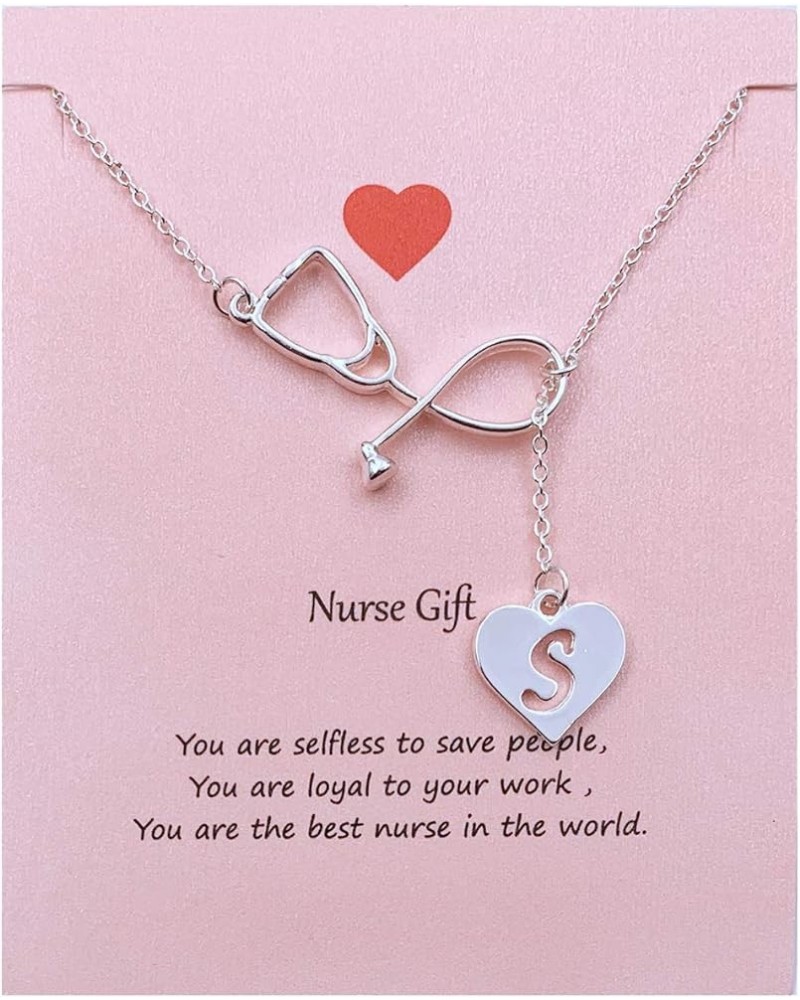 Stethoscope Necklace for Girls Nurse Gifts for Women Silver Stethoscope Necklace Stethoscope Pendant Necklace Doctor Nurse Gr...