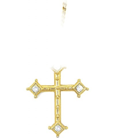 Christian Cross with Crystals Pendant 24k Gold Plated Necklace Made in New York $32.63 Necklaces