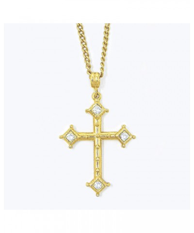 Christian Cross with Crystals Pendant 24k Gold Plated Necklace Made in New York $32.63 Necklaces