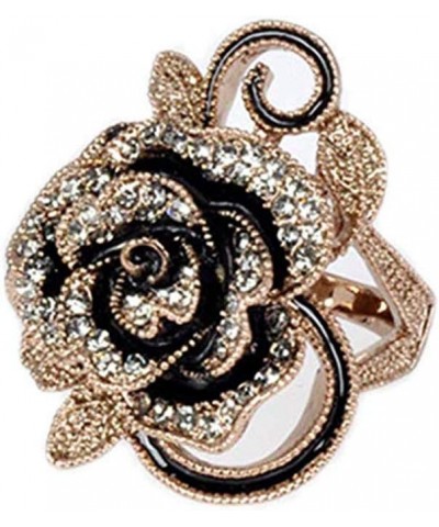 Fashion Black Marcasite Ring Vintage Jewelry Silver Rings for Women Rose Gold $7.64 Rings