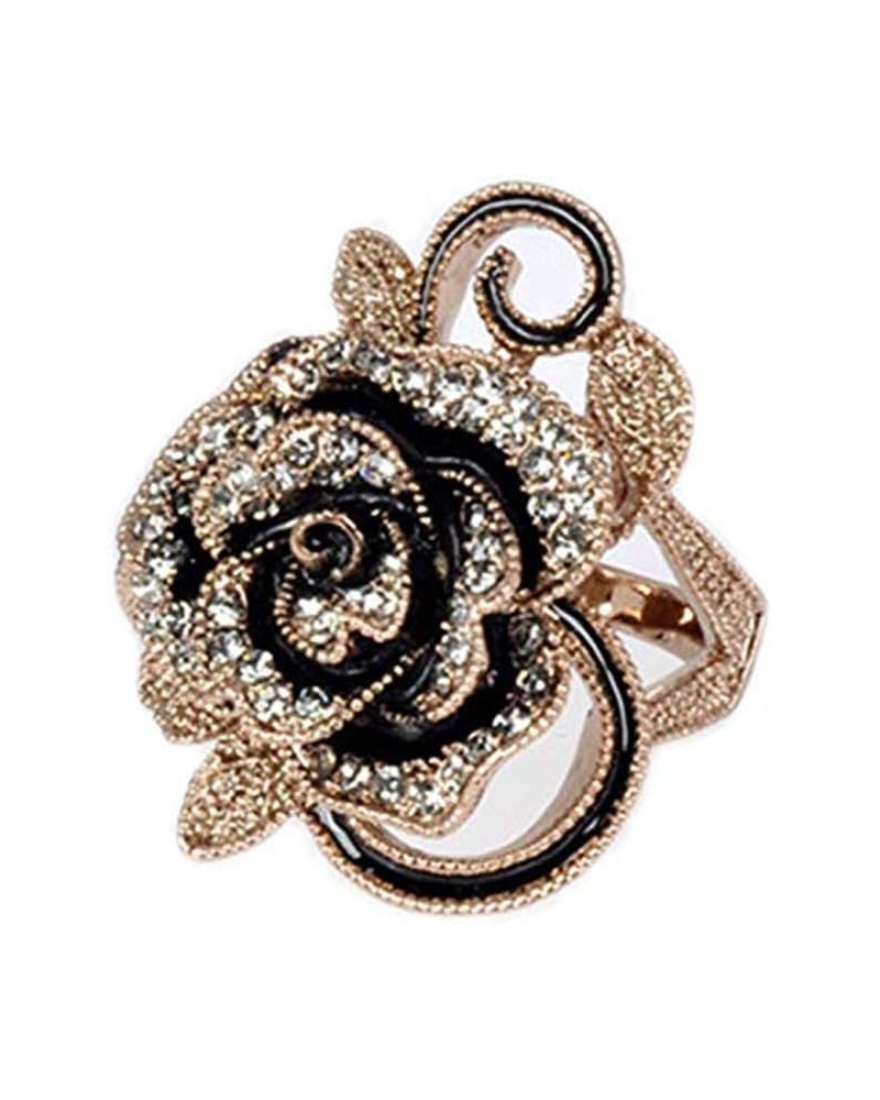 Fashion Black Marcasite Ring Vintage Jewelry Silver Rings for Women Rose Gold $7.64 Rings