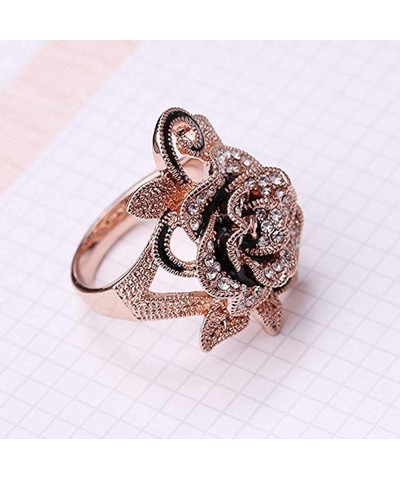 Fashion Black Marcasite Ring Vintage Jewelry Silver Rings for Women Rose Gold $7.64 Rings