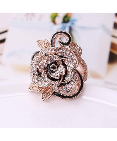 Fashion Black Marcasite Ring Vintage Jewelry Silver Rings for Women Rose Gold $7.64 Rings