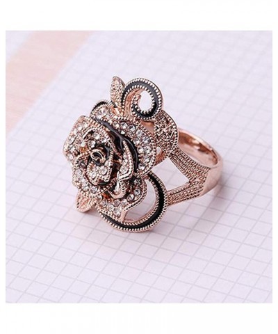 Fashion Black Marcasite Ring Vintage Jewelry Silver Rings for Women Rose Gold $7.64 Rings