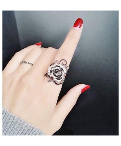 Fashion Black Marcasite Ring Vintage Jewelry Silver Rings for Women Rose Gold $7.64 Rings