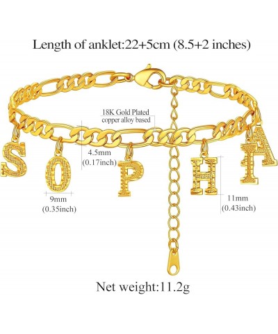 Dainty Initial Anklets/Custom Name Ankle Bracelets for Women Girls 18K Gold Plated Hexagon Shaped Ankle Chain with Custom A t...