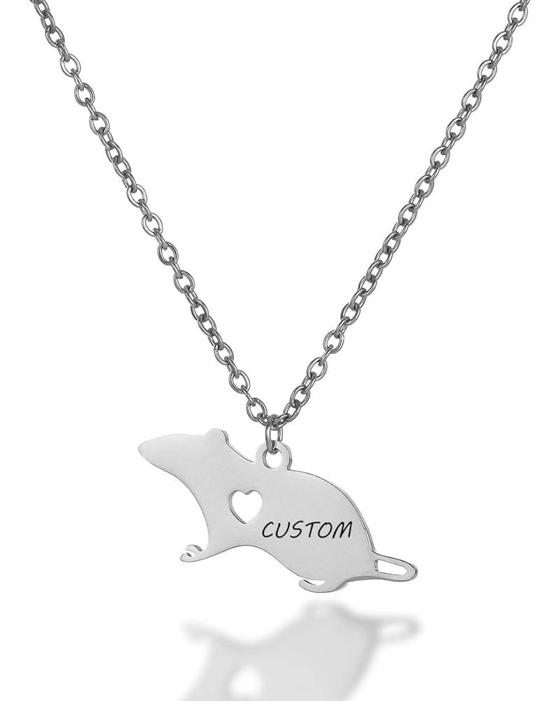 Stainless Steel Cute Mouse Rat Charm Necklace for Women Jewelry custom steel $8.47 Necklaces