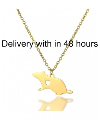 Stainless Steel Cute Mouse Rat Charm Necklace for Women Jewelry custom steel $8.47 Necklaces