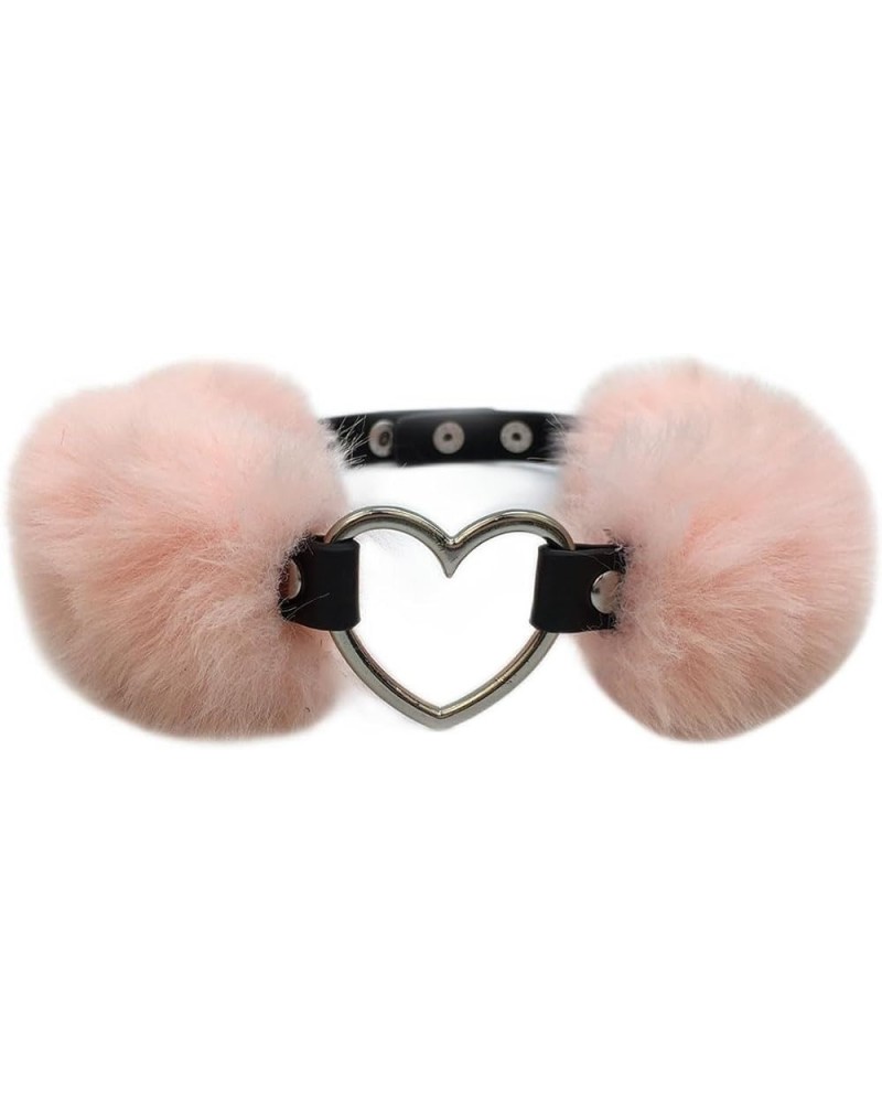 Detachable Fluffy Heart Pendant Choker Necklace Collar for Women and Men Pink 1 $10.39 Necklaces