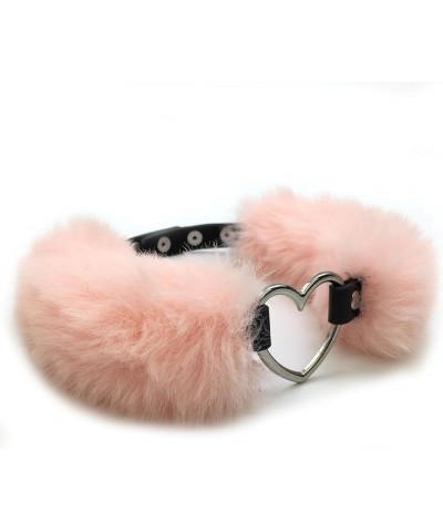 Detachable Fluffy Heart Pendant Choker Necklace Collar for Women and Men Pink 1 $10.39 Necklaces