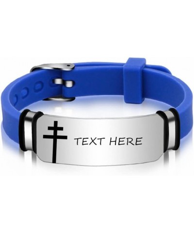 Personalized Greek Cross Bracelet for Men Women,Stainless Steel Adjust Silicone Band Beltchain Cross Bracelets Cuff Bangle Ch...