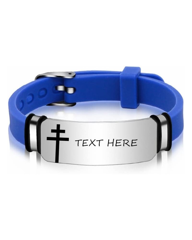 Personalized Greek Cross Bracelet for Men Women,Stainless Steel Adjust Silicone Band Beltchain Cross Bracelets Cuff Bangle Ch...