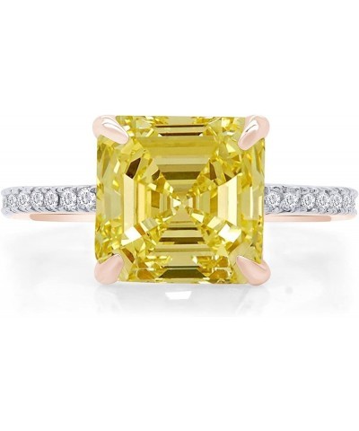 Jewel Zone US Asscher Cut Canary Yellow White Cubic Zirconia Ring in 14k Gold Over Sterling Silver rose-gold-plated-silver $2...