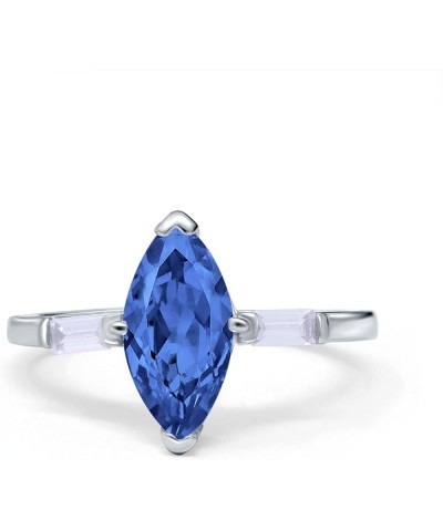 Marquise Art Deco Baguette Engagement Ring 925 Sterling Silver Simulated Tanzanite CZ $12.47 Rings