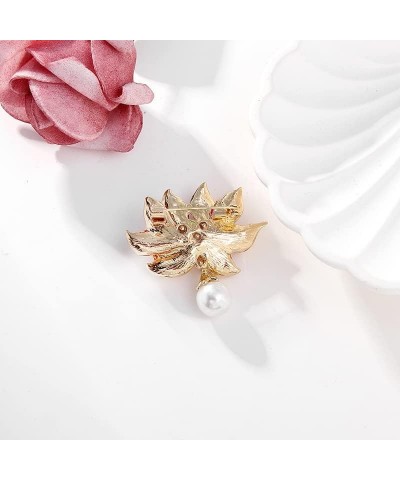 Pink Lotus Flower Brooch Pin Enamel Flower with White Pearl Lapel Pin Dainty Pearl Lotus Safty Pin Gift for Women Girls Mothe...