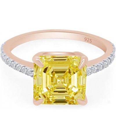 Jewel Zone US Asscher Cut Canary Yellow White Cubic Zirconia Ring in 14k Gold Over Sterling Silver rose-gold-plated-silver $2...