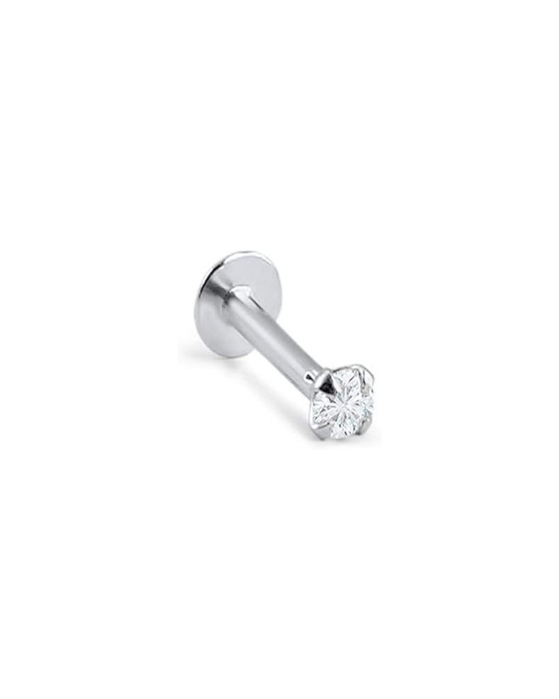 14k Solid White Gold Threadless Push Pin Nose Ring Stud 1.5mm, 2mm, 2.5mm or 3mm Clear CZ 18G, 16G 2mm CZ-18G-3/16" Post $20....