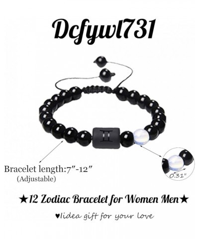 Zodiac Couple Bracelet for Men Black Onyx Natural Stone Bracelets for Women Gifts Men Gifts for Christmas Aries-2pcs $8.09 Br...