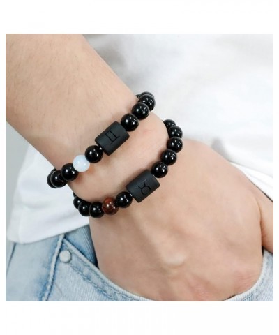 Zodiac Couple Bracelet for Men Black Onyx Natural Stone Bracelets for Women Gifts Men Gifts for Christmas Aries-2pcs $8.09 Br...