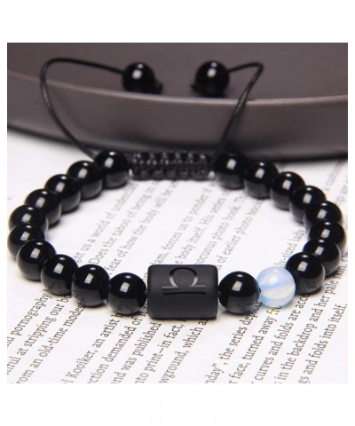 Zodiac Couple Bracelet for Men Black Onyx Natural Stone Bracelets for Women Gifts Men Gifts for Christmas Aries-2pcs $8.09 Br...