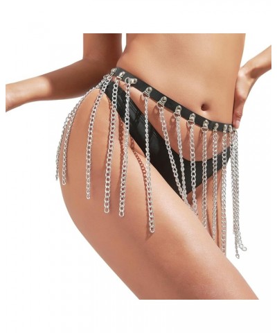 Punk Metal Tassel Waist Chain Belt Gothic Rave Rocker Dance Beach Hip Chain PU Leather Cosplay Nightclub Body Chain Metal Tas...