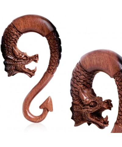 Ebony Wood Dragon Ornamental Hanging Taper with Arrow Tail 0g $25.20 Body Jewelry