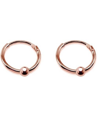 Sterling Silver Ball Bead Small Endless 10mm Thin Round Unisex Hoop Earrings for Men Women Rose Gold Flash $9.34 Earrings